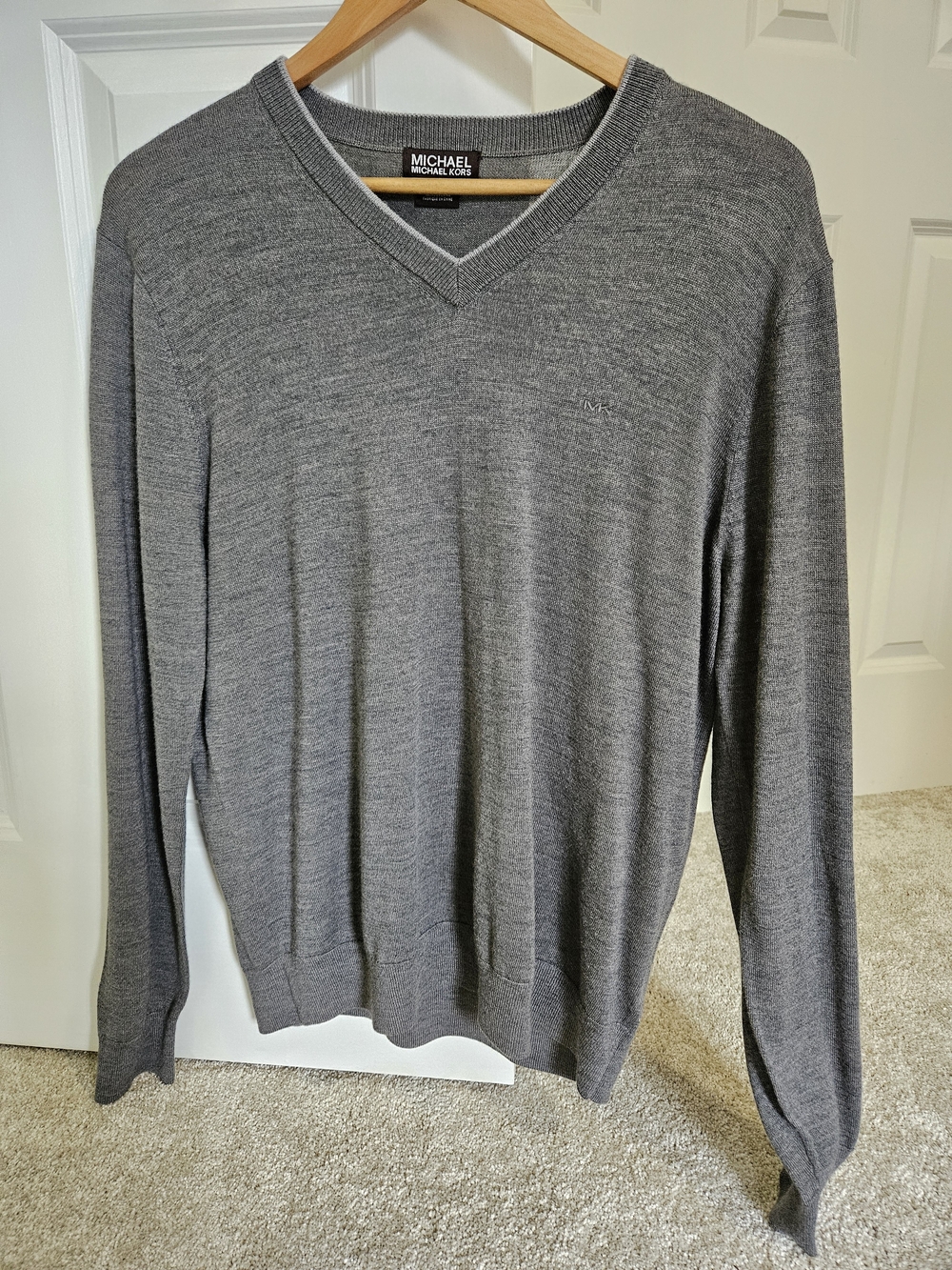 Michael Kors Men's Heather Gray V-Neck Sweater